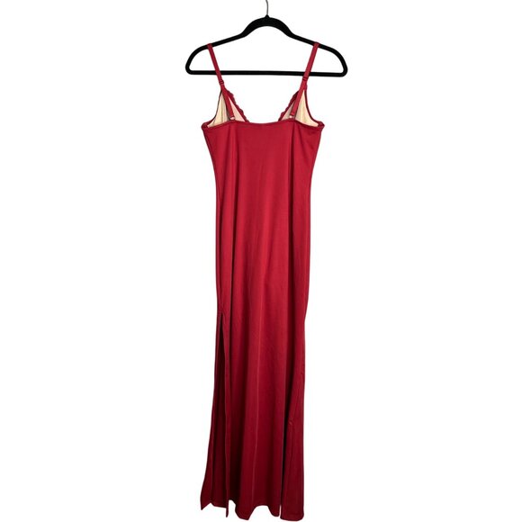 Popilush The Shapewear Slip Maxi Dress Women's M Red Lace Slit Adjustable Y2K - Picture 11 of 12